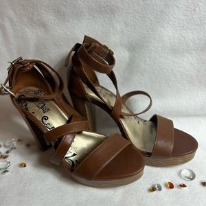 Brash shoes high heels open toe stilettos pumps block US 6 straps